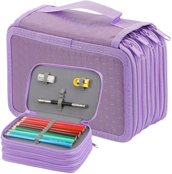 Etui 4-vacche, 72 vachette, grande scatola, grande scatola con grande capacità, contenitore per matite colorate, grande scatola con chiusura a righello per ufficio, accademia d'arte, viaggi