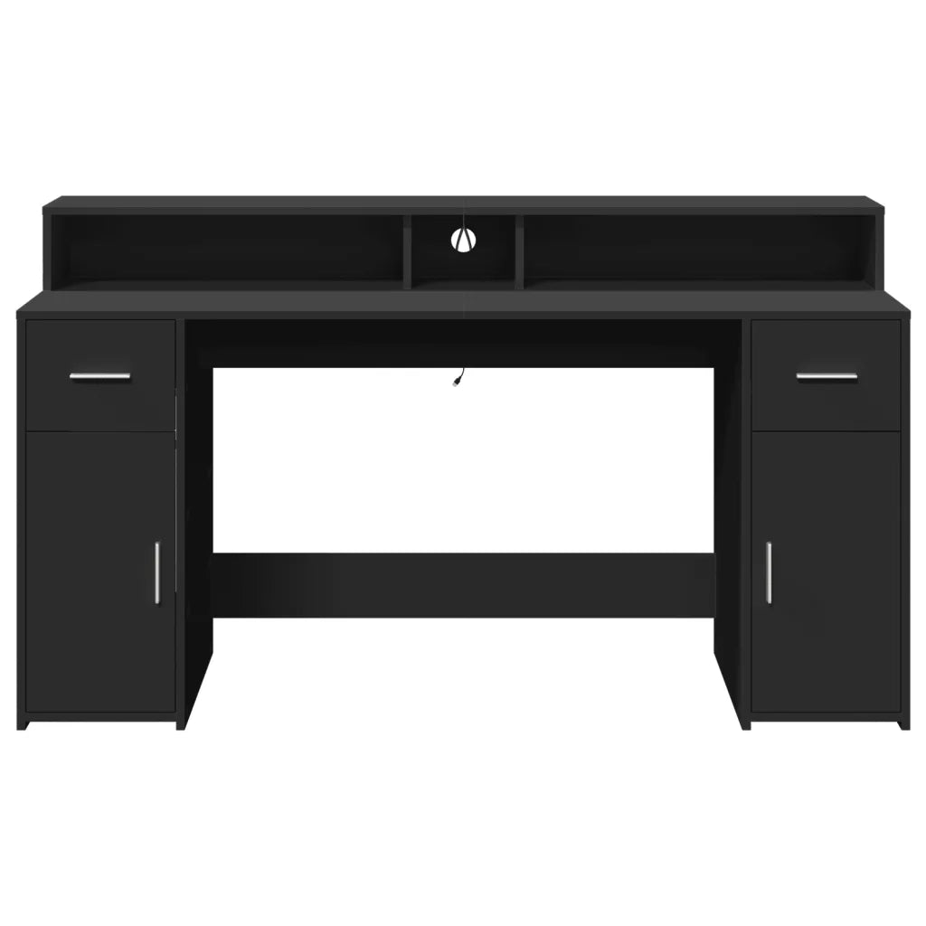 Scrivania con Luci LED Nera 160x55x91 cm in Legno Multistrato 3309430