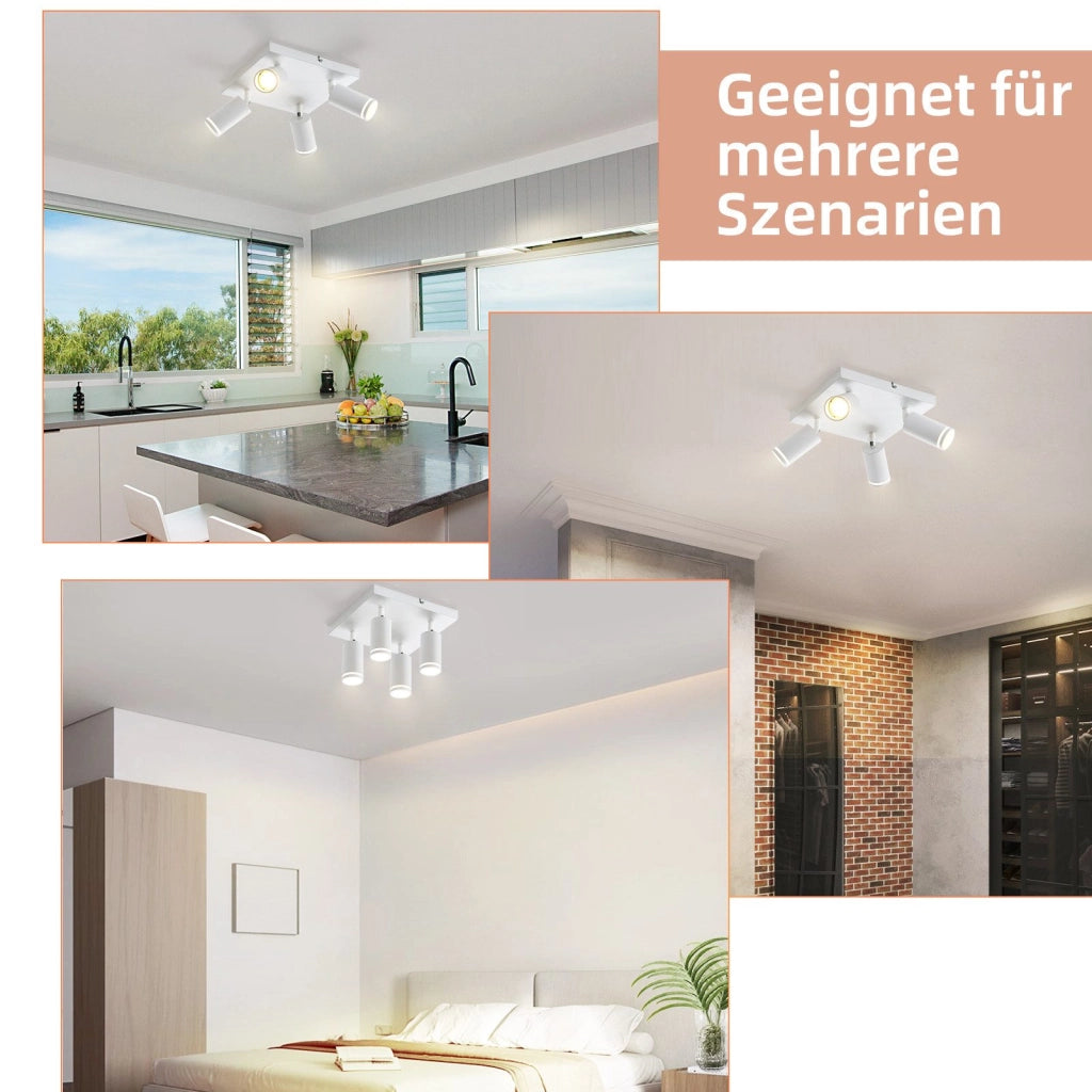 ZMH Faretto da soffitto bianco 4 lampadine faretto moderno GU10 orientabile per interni in metallo