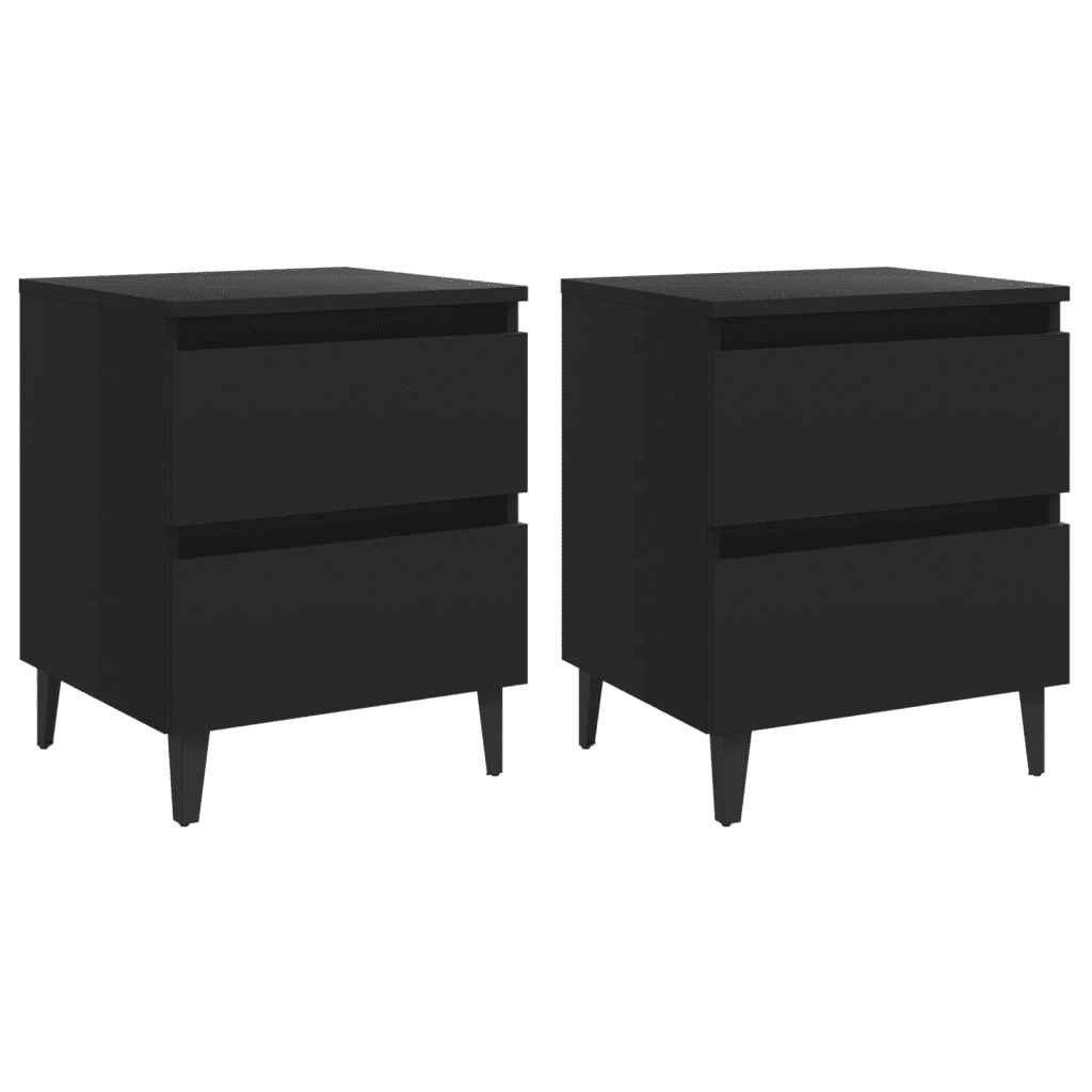 Comodini 2pz Neri 40x35x50 cm in Legno Multistrato 805872