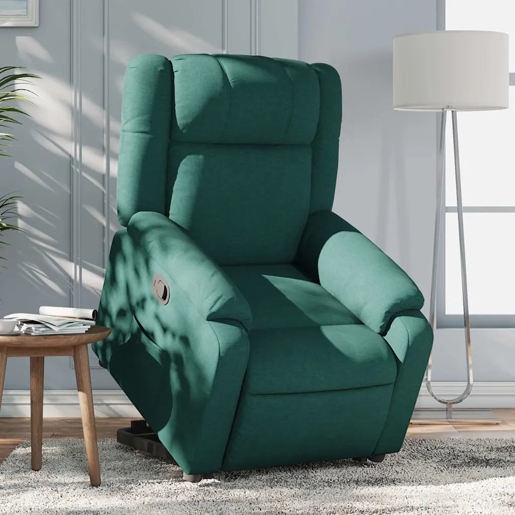 Poltrona | Sedia Relax Alzapersona Reclinabile Verde Scuro in Tessuto