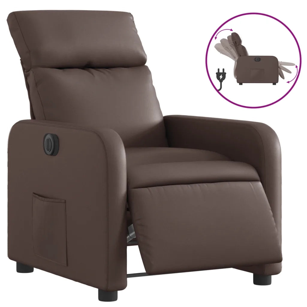Divano Sedia-Poltrona Reclinabile Elettrica Marrone in Similpelle 883448
