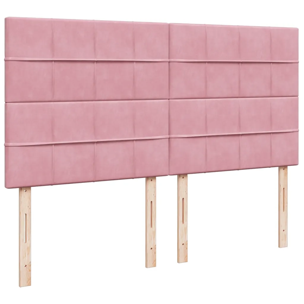 Giroletto a Molle con Materasso Rosa 200x200 cm in Velluto 3291007