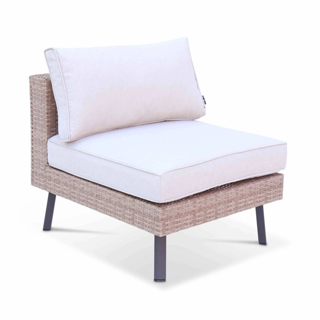 Salotto da giardino in resina intrecciata piatta, 5 posti, beige