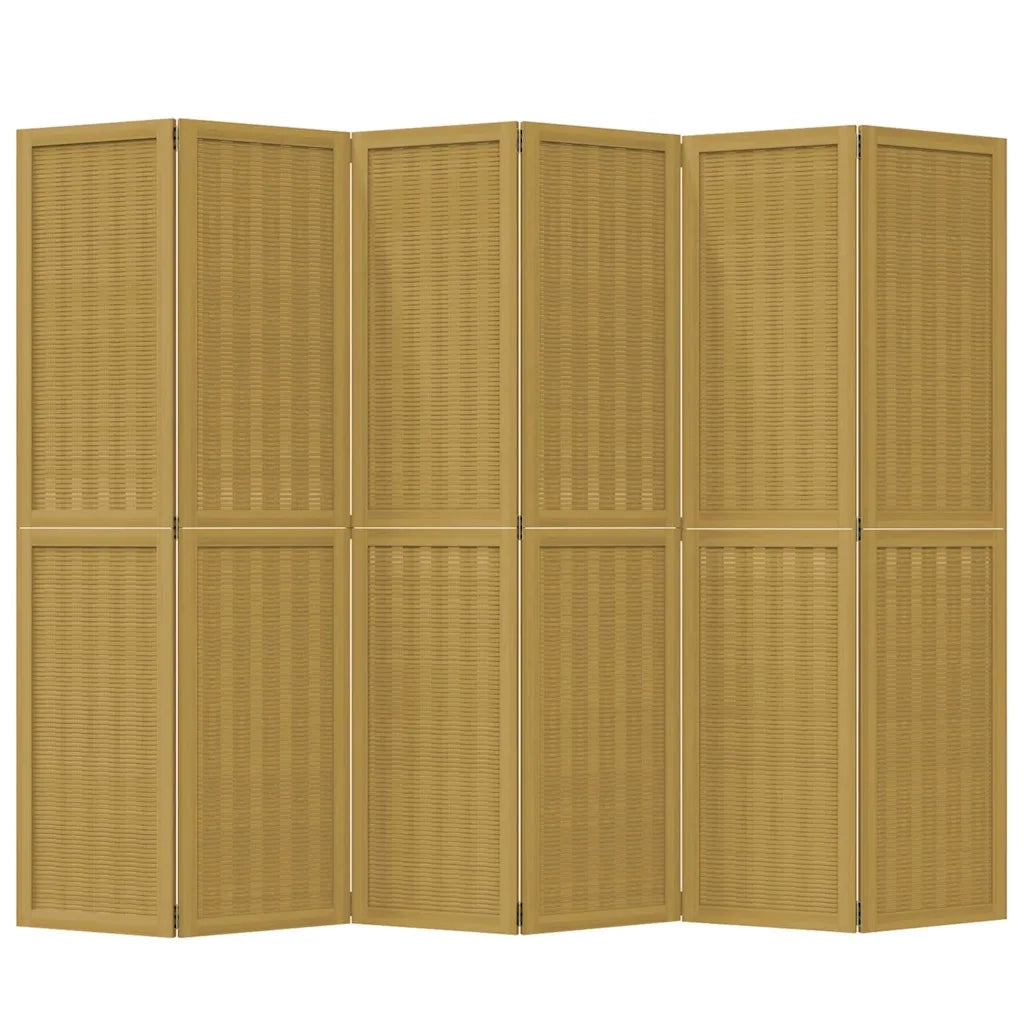 Divisorio Ambienti 6 Pannelli Marrone Legno Massello Paulownia 358826