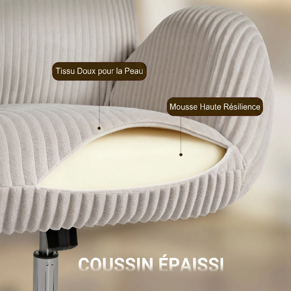 Poltrona da ufficio ergonomica in velluto con schienale alto, poggiatesta regolabile e braccioli ¨C Xylo ¨C Grigio