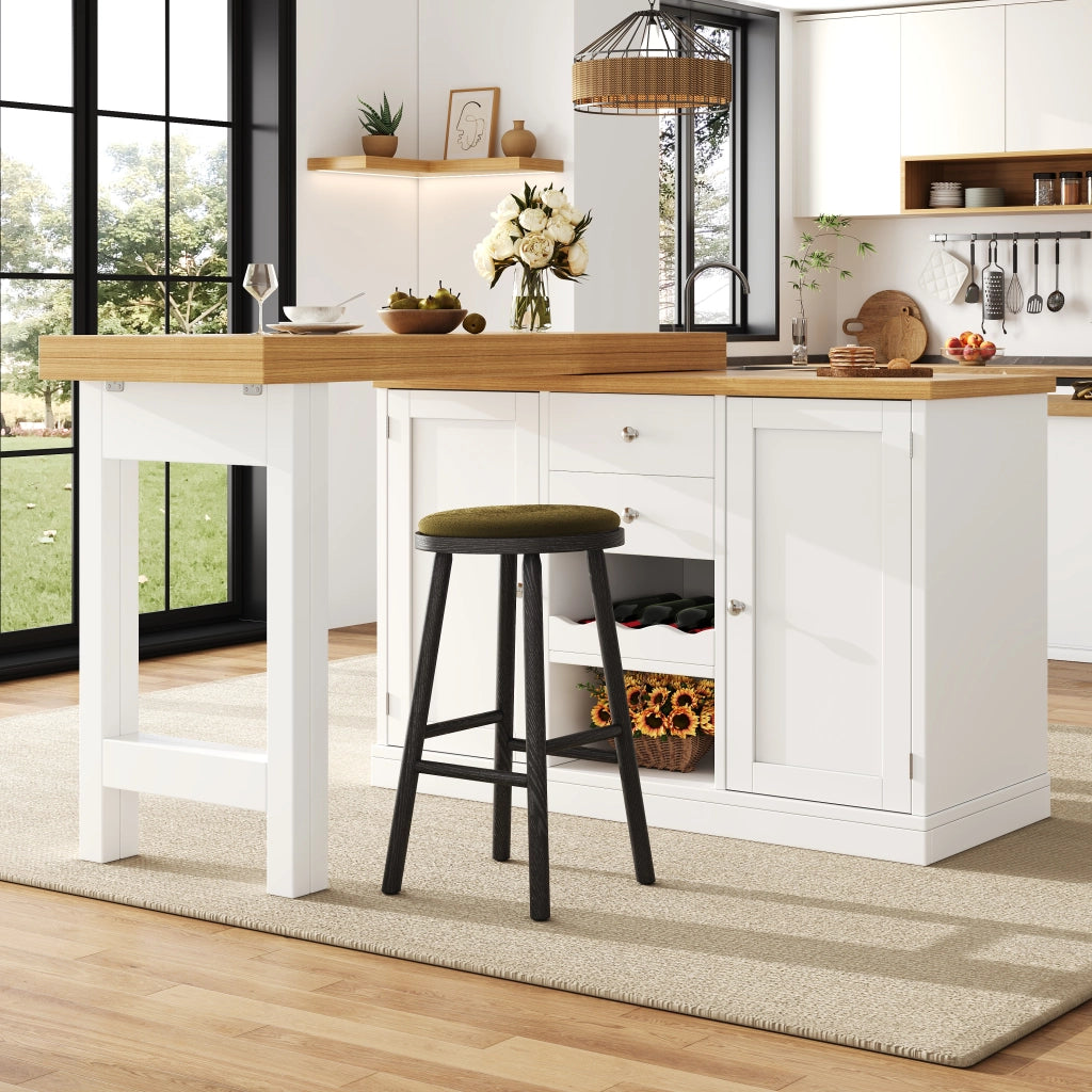 TAVOLO Isola cucina allungabile 120-197 cm 360° MDF Bianco