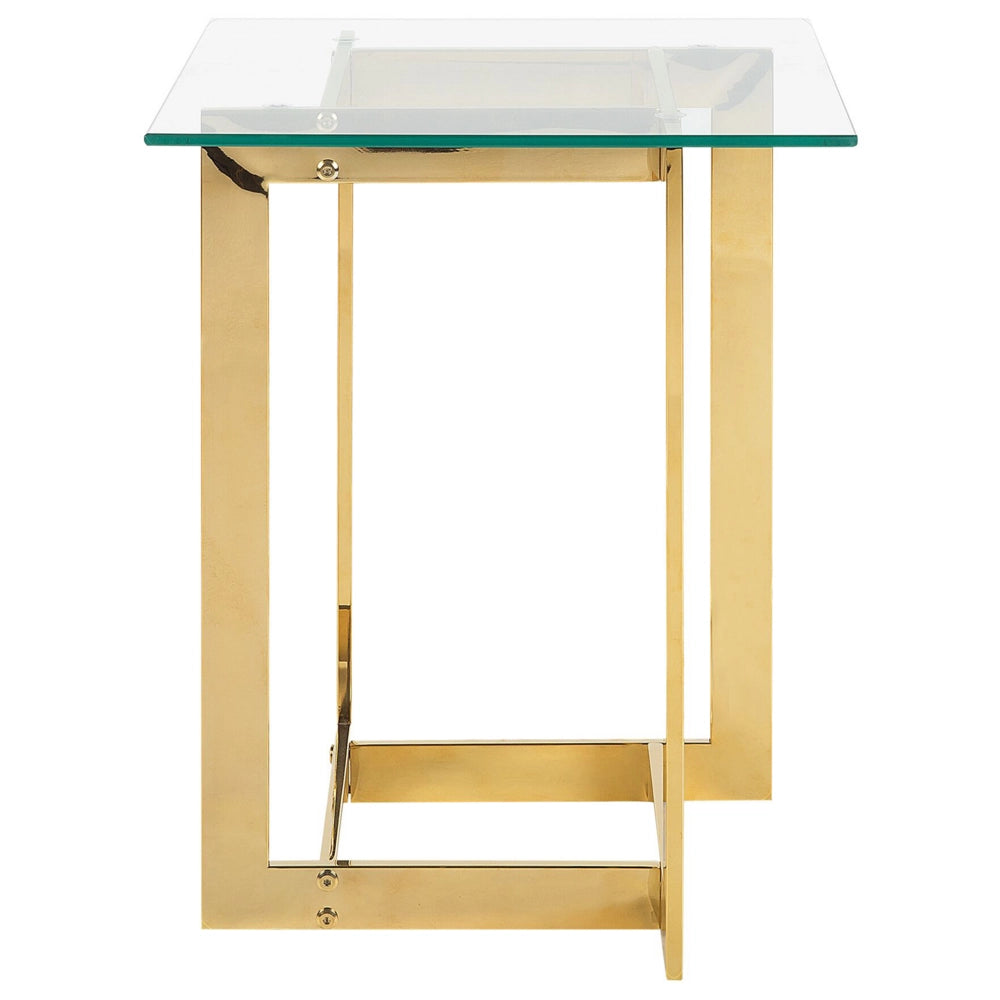 Tavolino Chiaro Trasparente dorato Quadrato Piano Tavolo In Metallo Base In Metallo Design Moderno