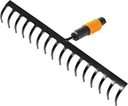 Hoe con 16 denti - larghezza 40 cm - acciaio resistente - nero/arancione - QuikFit - horticultore - testa di attrezzi Leak Rake
