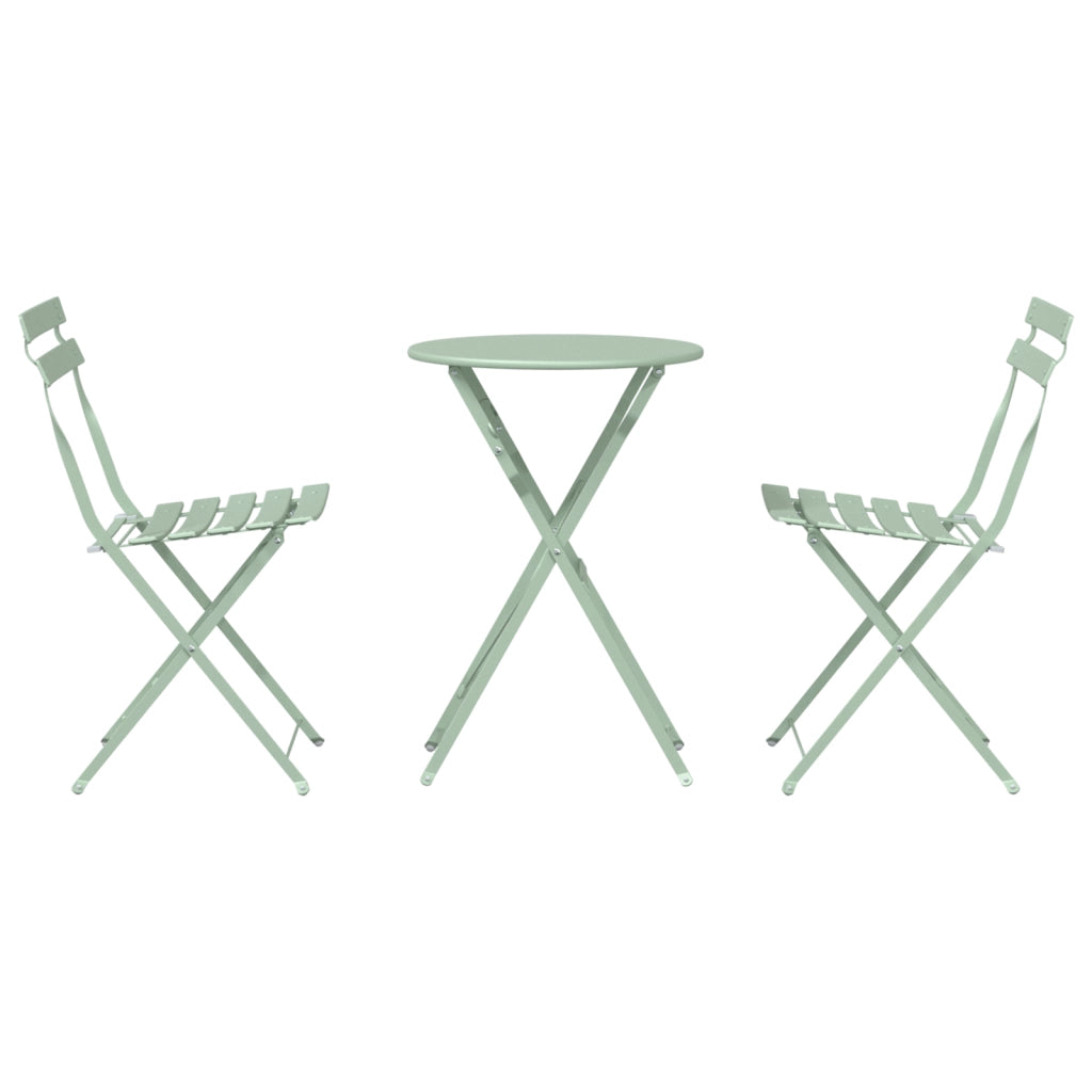 Set Bistro Pieghevole 3 Pezzi Verde Chiaro Acciaio