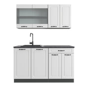 Vicco Cucina completa Bianco casa di campagna/antracite 140 cm senza piano di lavoro
