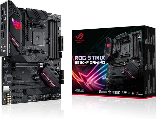ROG Strix B550-F Gaming, Scheda Madre Gaming ATX, AMD B550, Socket AM4, DDR4, PCI 4.0, LAN Intel 2.5Gb, 2xM.2,ASUS Optimem II, USB 3.2 Gen 2, Aura Sync RGB, Nero