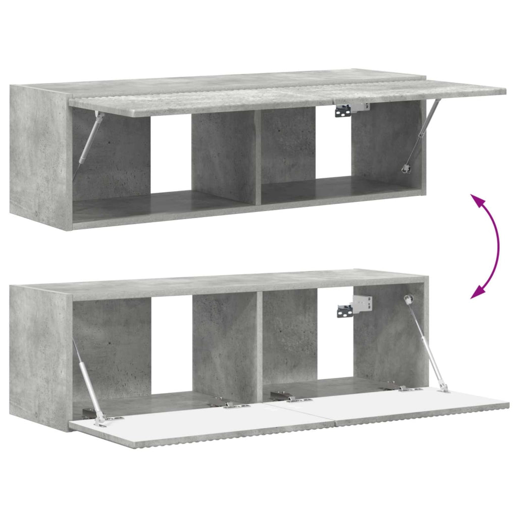 Mobile TV da parete moderno e pratico 31 x 29,5 x 100 cm elegante design modulare in cemento grigio 02_0056211
