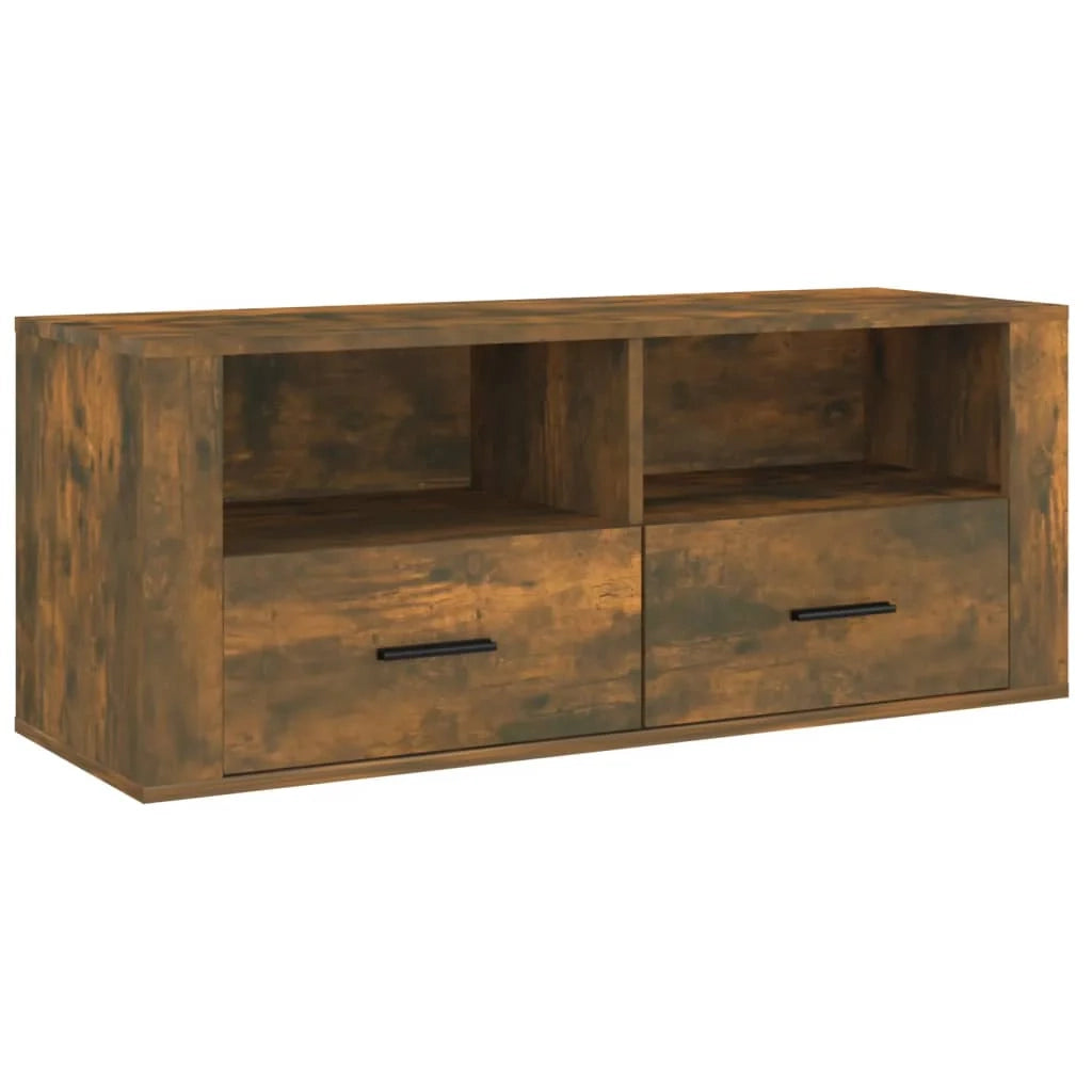Mobile TV multimediale scaffale TV credenza mobile TV sala da pranzo soggiorno camera da letto rovere affumicato 100 x 35 x 40 cm legno ingegnerizzato marrone 02_0027264