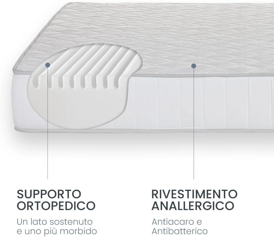 Materasso memory foam 80x190 h20cm ortopedico imbottitura in fibra ipoallergenico traspirante igienico Farmarelax
