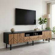 Cassettiera TV nera e legno; in truciolato; lunghezza 180 cm