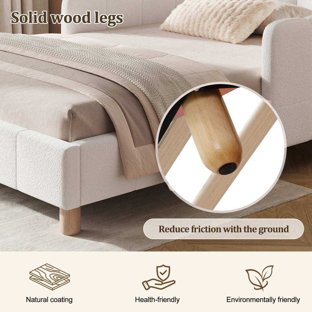 letto imbottito bouclé beige 100 x 213 cm