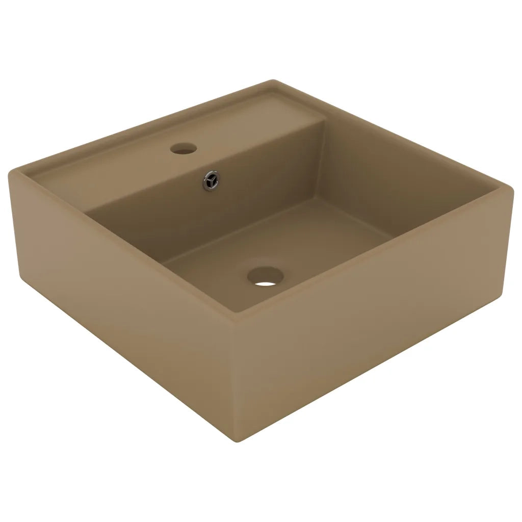 Lavabo Troppopieno Quadrato Crema Opaco 41x41cm Ceramicacod mxl 128693