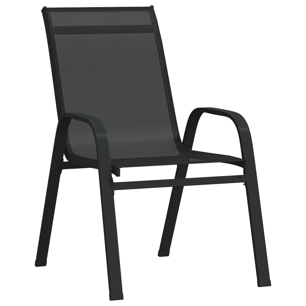 Set da Pranzo da Giardino da 5 Pezzi in Textilene Nero e Acciaio