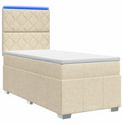Letto Box Spring LED con Materasso Crema 100 x 200 cm Tessuto 3455547