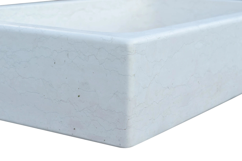 Biscottini Acquaio in marmo bianco L100xPR60xH20 cm Vasca realizzata completamente