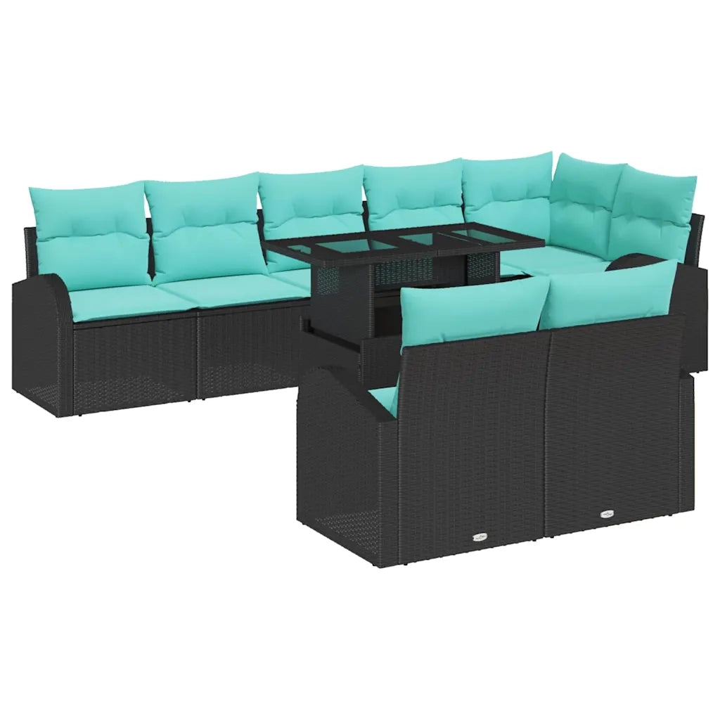 Set Divano da Giardino con archiviazione 9 pcs Nero Poly Rattan 3357409