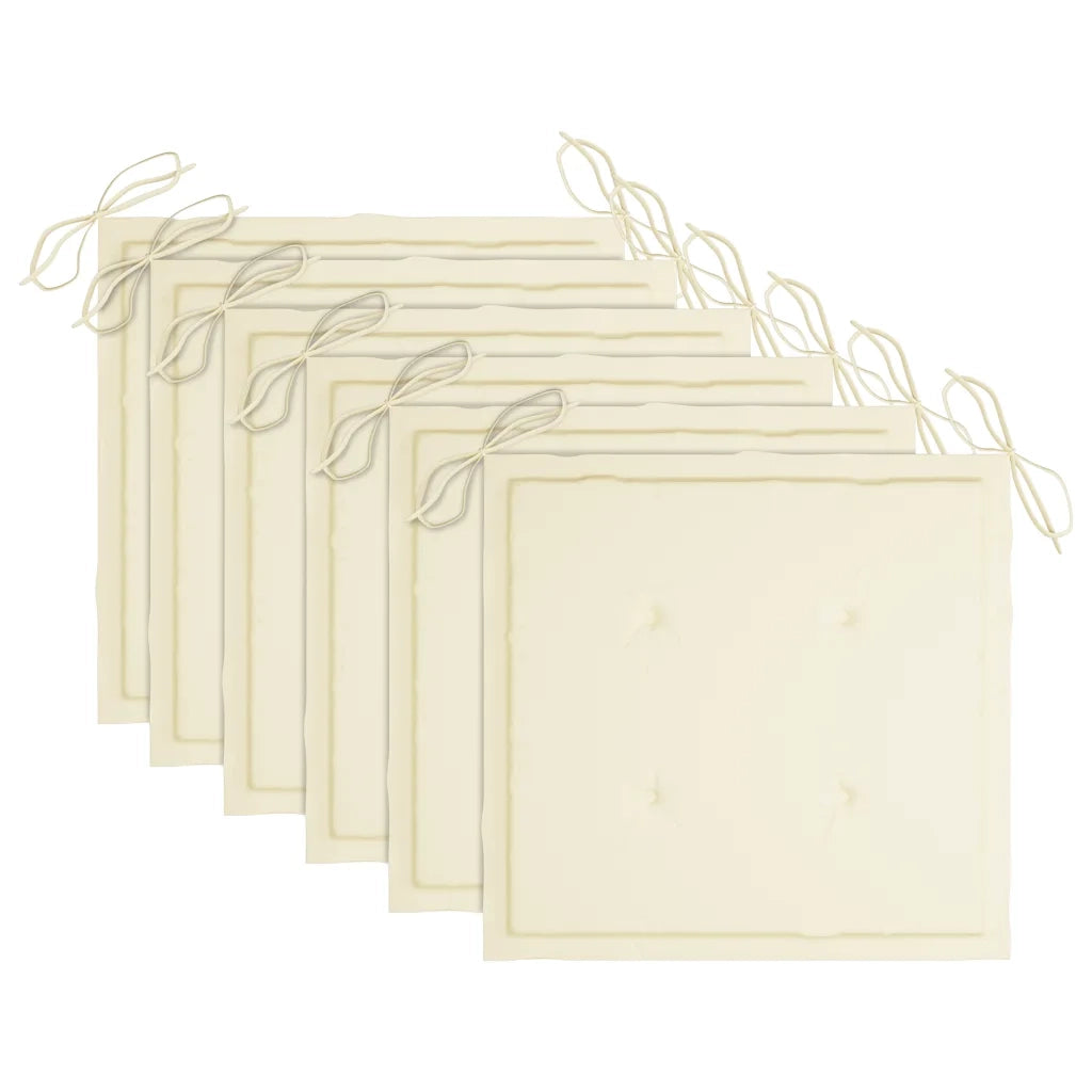 Sedie da Giardino con Cuscini Crema 6 pz Legno Massello di Teak 3062543