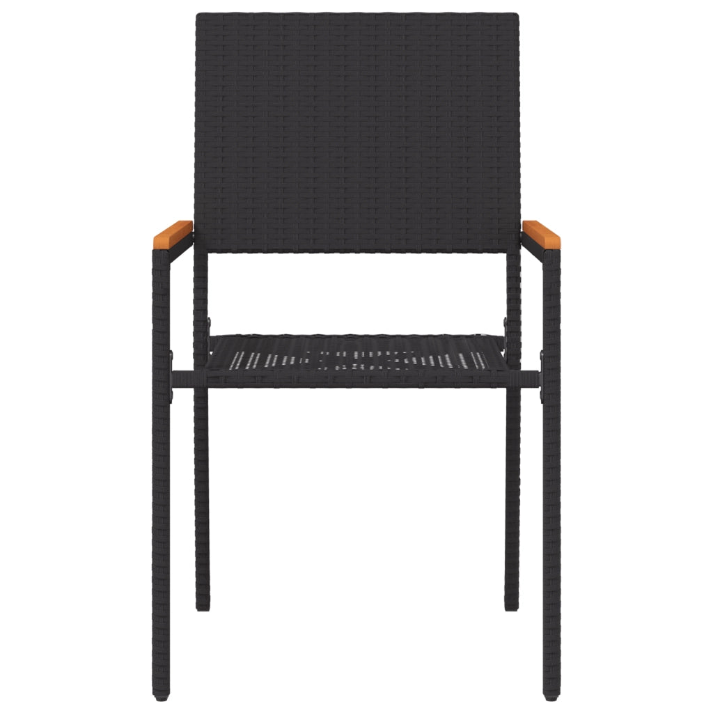 Sedie da Giardino Impilabili con Cuscini - Set di 2 Pezzi in Rattan Poliestere Nero