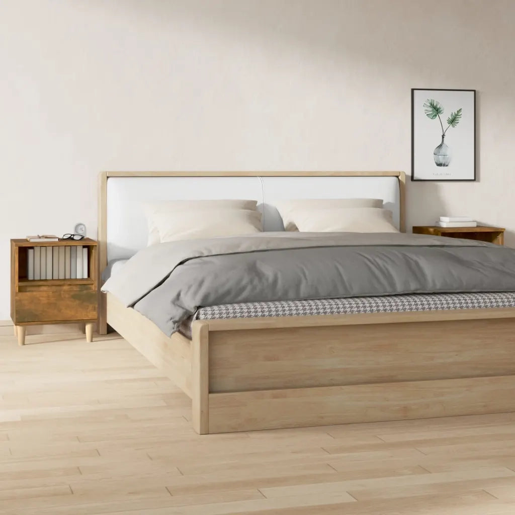 Set di 2 Comodini | Armadio da Notte | Mobiletto da notte Rovere Fumo 40x35x50 cm