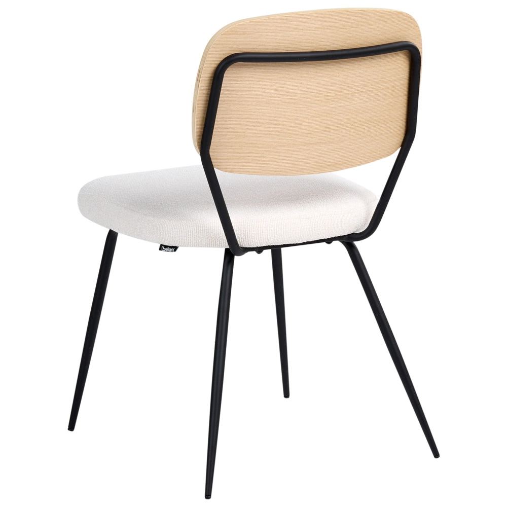 Set di 2 sedie da pranzo bianco sporco con gambe in ferro nero senza braccioli e cappucci protettivi Design moderno e minimalista Sala da pranzo