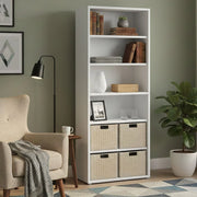 Libreria Armon, Scaffale da ufficio, Mobile portalibri, Biblioteca, 89x40 h222 cm, Bianco
