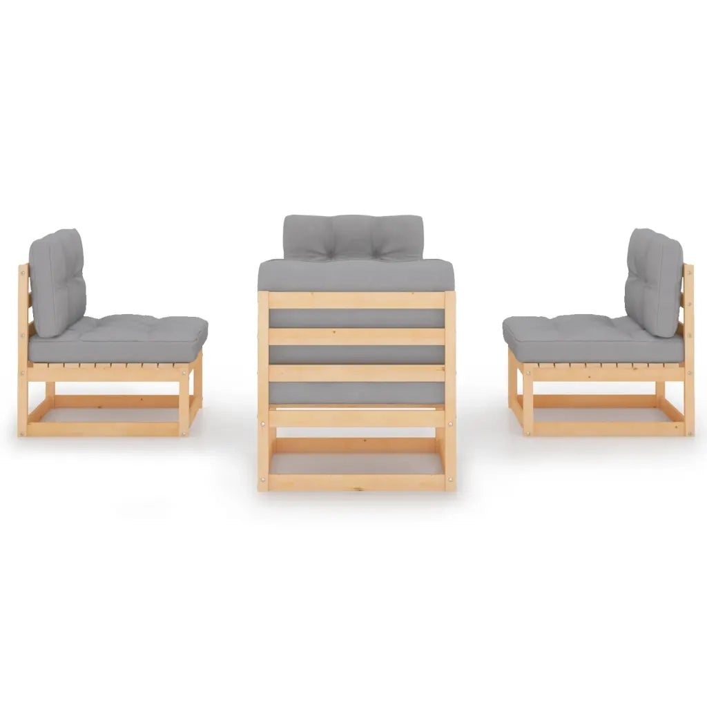 Set Divani da Giardino 4 pz con Cuscini Legno Massello Pino cod mxl 44854