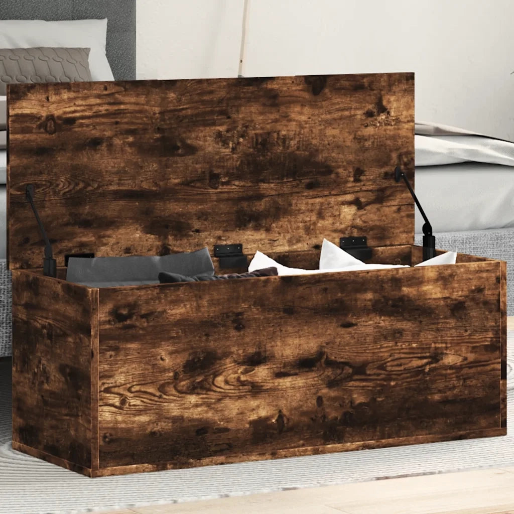 vidaXL Contenitore Portaoggetti Rovere Fumo 90x35x35 cm in Truciolato