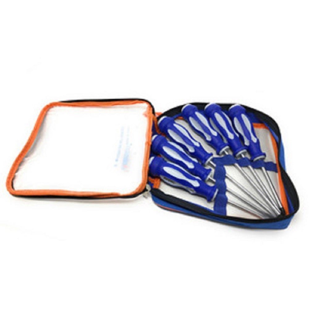 Trade Shop - Set Di Cacciaviti 6pz Con Punta Magnetica A Taglio E Stella Borsa Giraviti 50269 -