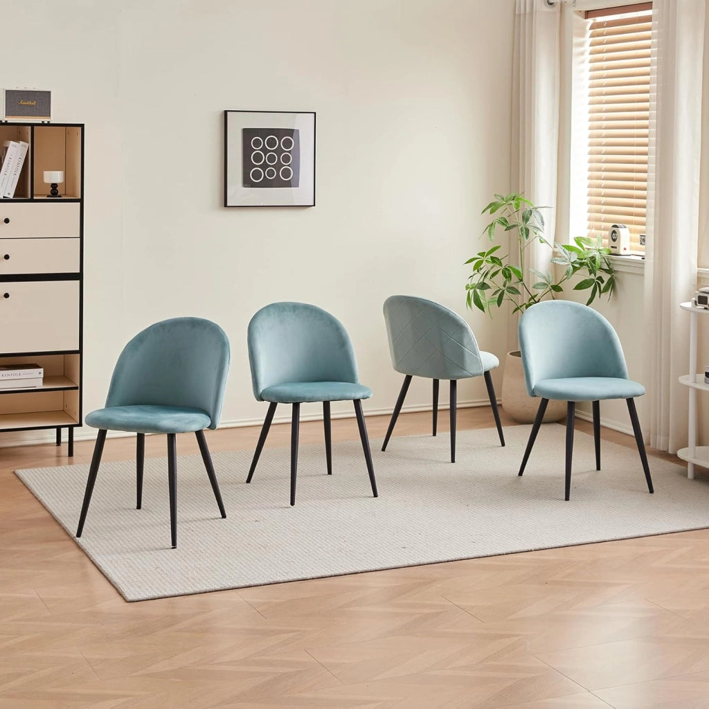 GrandCA HOME Set Tavolo e Sedie da Pranzo, Tavolo Rotondo da 100 cm e 4 Sedie in Velluto Nordico, Adatto a Soggiorno, Sala da Pranzo e Cucina (Venature in Legno Scuro + Verde)