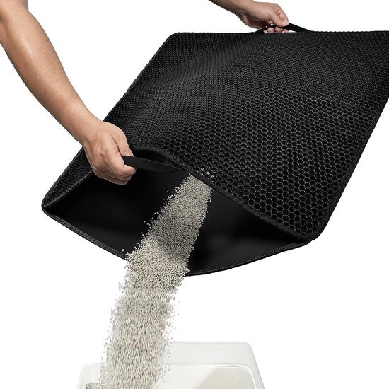 Scatoliera per gatti, 80 x 61 cm, design a forma di rasoio a doppia faccia, materiale impermeabile all'urina e all'acqua, sottopiatto per gatti, nero