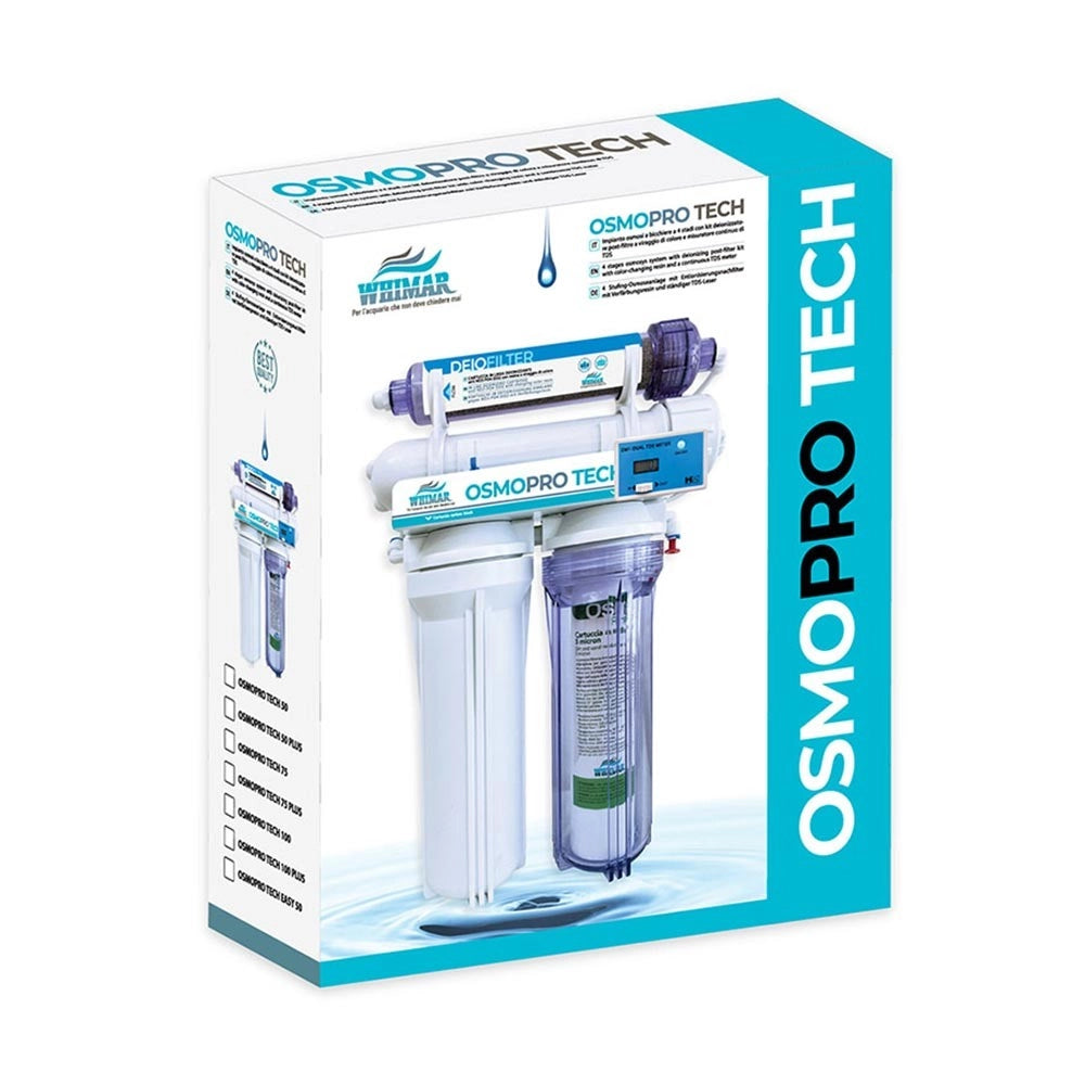 Whimar OsmoPro Tech Plus 100GPD 380 L/g - Impianto bicchiere con membrana Pentair, flush-valve, post-filtro deionizzante e TDS
