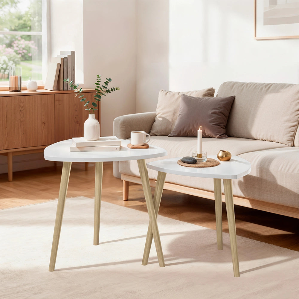 Vicco Tavolino da caffè Bianco/Sonoma 48 x 45 cm Set di 2