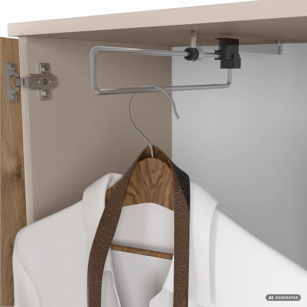 Mobile ingresso ENTRO 95 cm con specchio appendiabiti e scarpiera Cashmere e Rovere Artisan