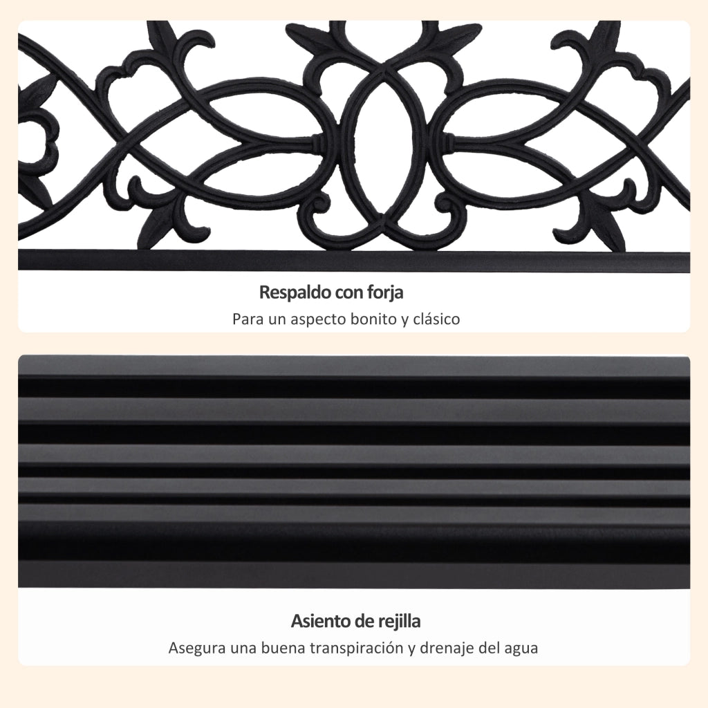 Amaca da giardino per 2 persone con braccioli ¨C zephmum ¨C 127x59,5x52 cm nero
