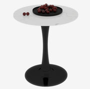 Tavolino rotondo 70 x 70 x 72 cm in marmo artificiale nero e grigio per 2-4 persone