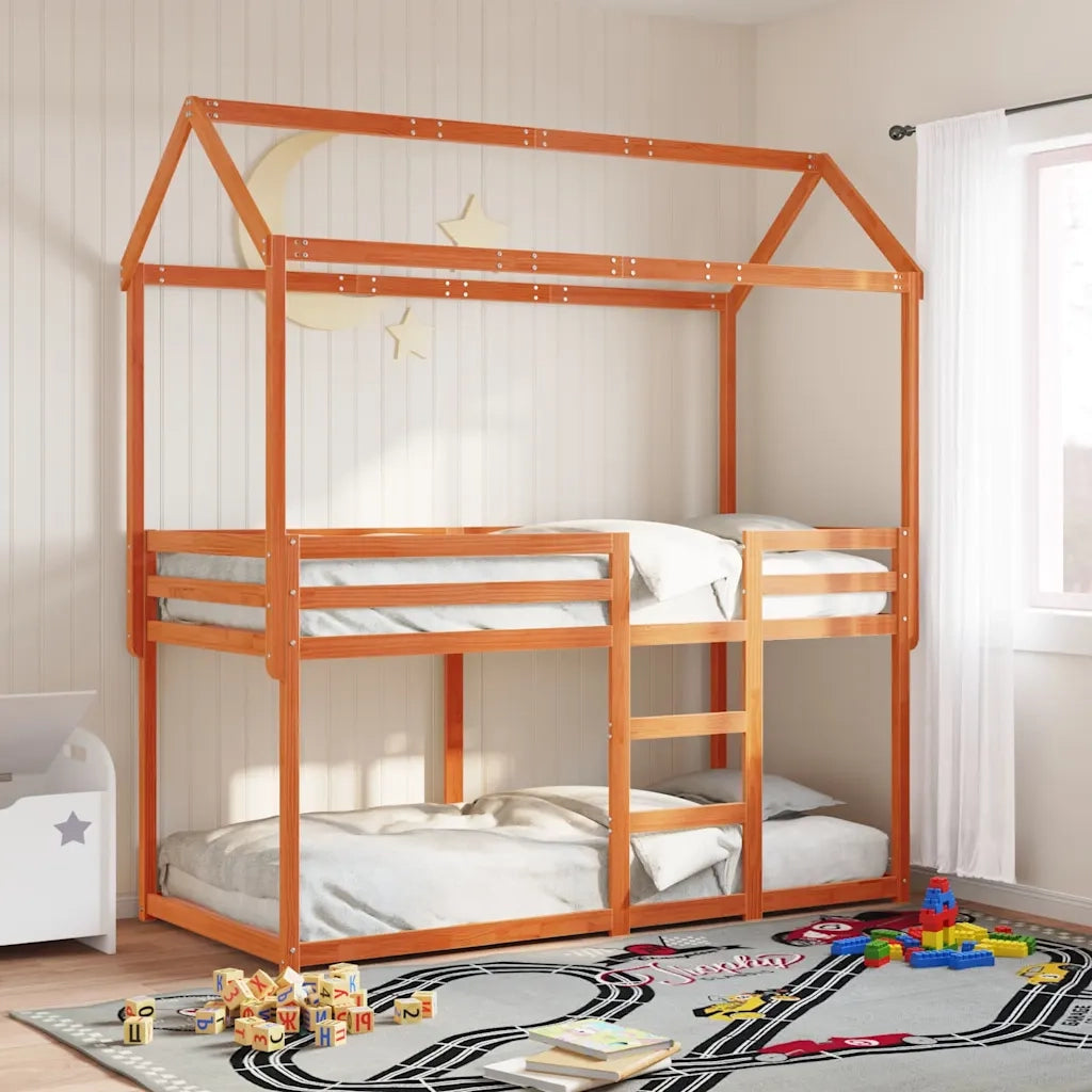 Letto singolo | Letto per adulti | Letto a Castello con Tetto Cera 80x200 cm Legno Massello Pino