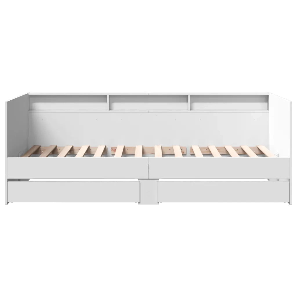 Divano Letto con Cassetti senza Materasso Bianco 100x200 cm