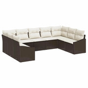 Set Divano da Giardino 9 pcs Marrone e Crema polyrattan 3355547