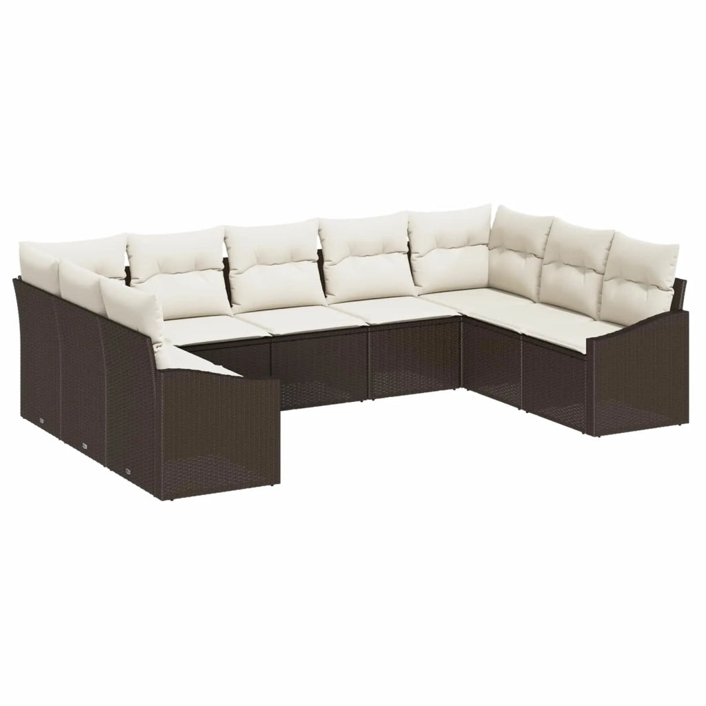 Set Divano da Giardino 9 pcs Marrone e Crema polyrattan 3355547