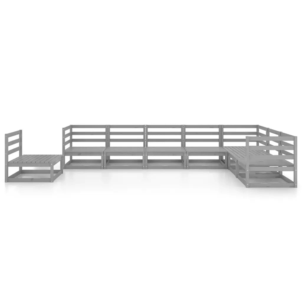 Set Divani da Giardino 8 pz Grigi in Legno Massello di Pino cod mxl 37548