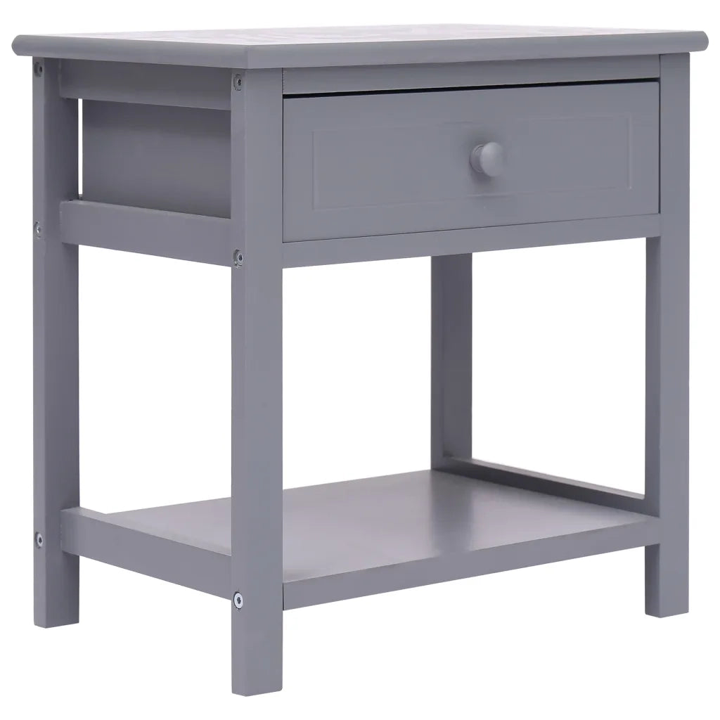 Comodini 2pz-Set di 2 Tavolino da notte Grigi 40x29x42 cm in Legno di Paulonia
