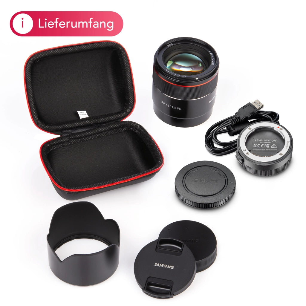 Obiettivo per ritratti fotografici AF 75mm F1.8 FE con Lens Station - Autofocus full-frame APS-C a focale fissa - compatibile con Sony E-mount