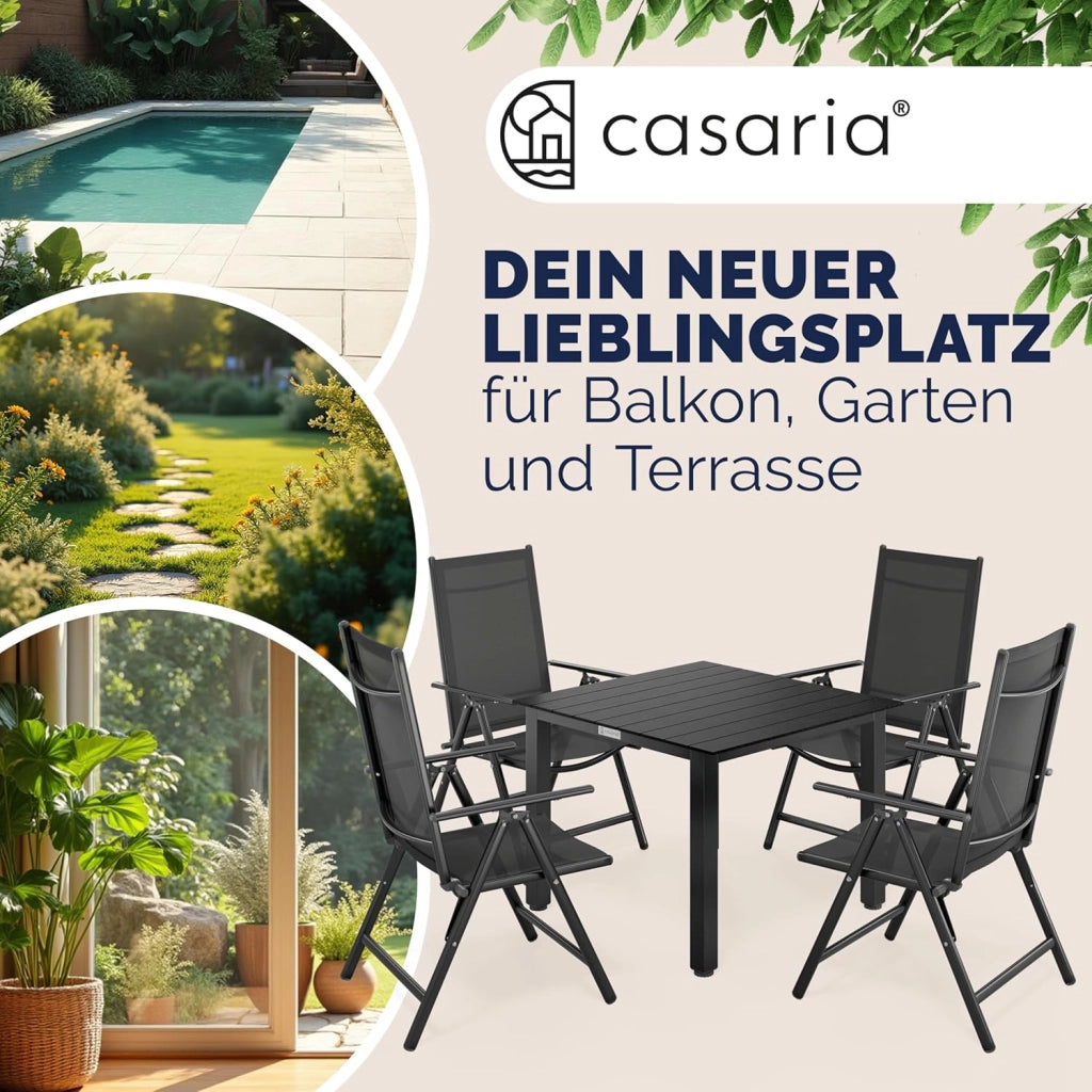Tavolo e Sedie da Giardino Alluminio 4 +1 Tavolo WPC 80x80 cm Mobili Esterno Grigio