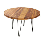 Tavolo da pranzo ORBO 120 cm – Piano in legno di Sheesham verniciato e gambe in metallo nero – Stile industriale